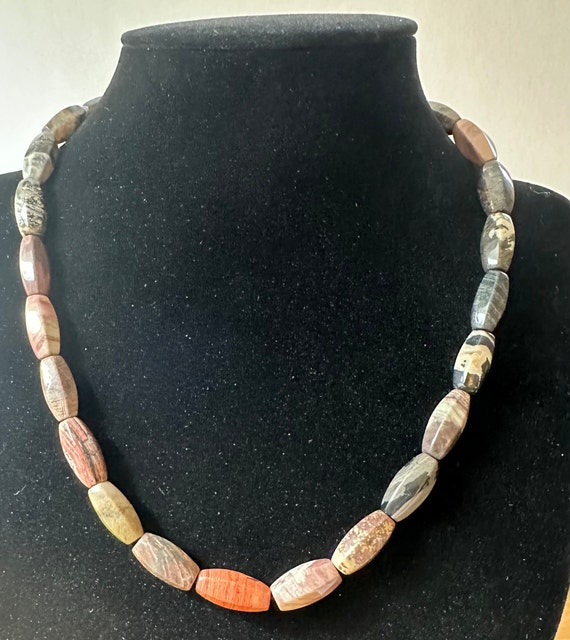 Carnelian Stone Faceted Rectangular Beaded Strand… - image 1