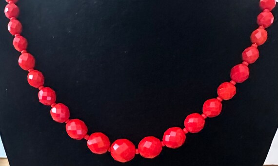Red Faceted Chinese Crystal Necklace #3009 - image 3