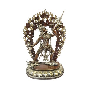 56 cm, Buddhist Statue of Vajrayogini, Handbeaten with Sterling Silver Handplating & Chocolate Oxidization, Handmade in Nepal