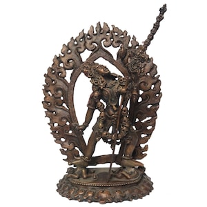 16 cm, Buddhist Statue of Vajrayogini, Handbeaten with Chocolate Oxidization, Handmade in Nepal by Tibetan Community