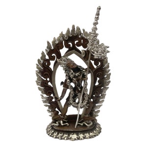 16 cm, Buddhist Statue of Vajrayogini, Handbeaten with Silver Sterling Handplating & Chocolate Oxidization, Handmade in Nepal