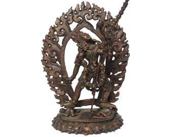 16 cm, Buddhist Statue of Vajrayogini, Handbeaten with Chocolate Oxidization, Handmade in Nepal by Tibetan Community