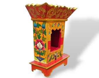 Traditional Tibetan, Altar Chesum Box Thangka Color Painted Traditional Tibetan, Altar Chesum Box Thangka Color Painted