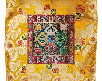 MANY SIZES - Tibetan Table Clothes for Buddhist Altars/Meditation Tables or Table Decor, Handloomed with Double Dorjee, Handmade in Nepal