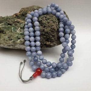 8 mm - 108 ACQUA MARINE Prayer Beads Mala for Mantra chanting, Essential tool for a meditation, Handmade in Nepal by Tibetan Community