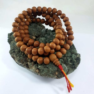 10 mm - 108  Sandalwood Prayer Beads Mala for Mantra chanting, Essential tool for a meditation, Handmade in Nepal by Tibetan Community