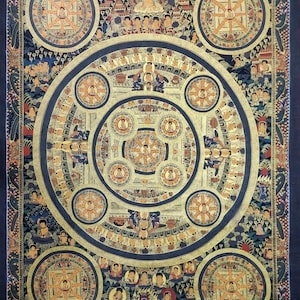 119 x 81 cm, Tibetan Thangka Painting Of Buddha Mandala, Handpainted with Traditional Himalayan Thangka Colors, Handmade in Nepal