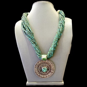 Tibetan Necklaces with Mandala Pendant, Handmade with Turquoise or Coral Stones, Handmade in Nepal, *3 Variations Stones Available*