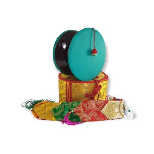 SMALL SIZE - Tibetan Chod Damaru, Round or Square Design, Small Size, Handmade in Nepal by Tibetan Community.