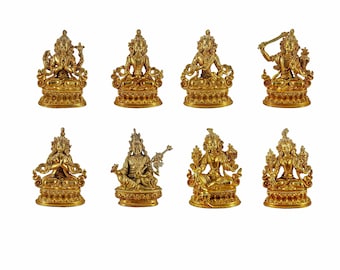 6 cm *STATUES for ALTAR BOX* with Different Bodhisattvas, Handbeaten and Full Gold Handplated, Handmade in Nepal by Tibetan Community