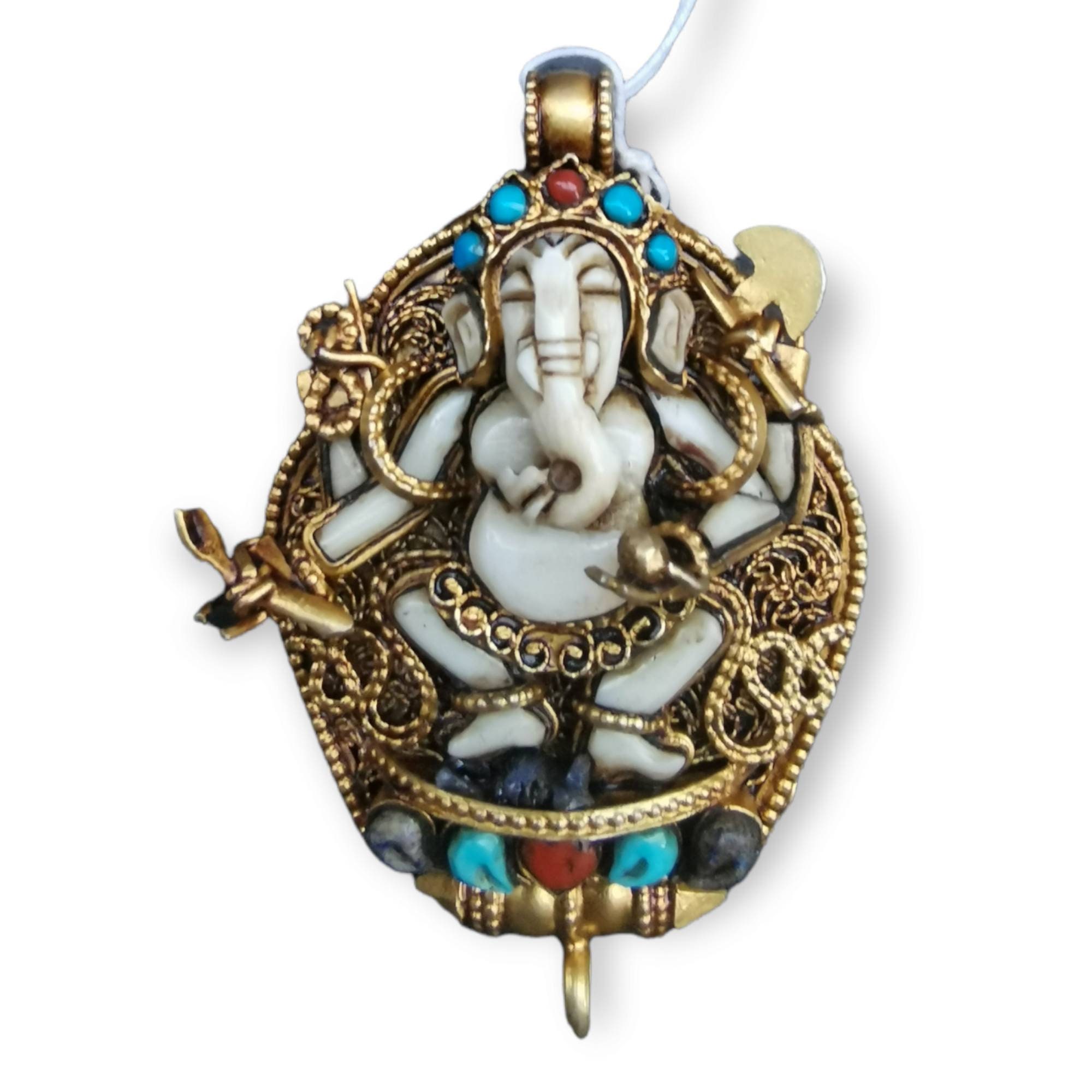 Coral Ganesh Pendant
