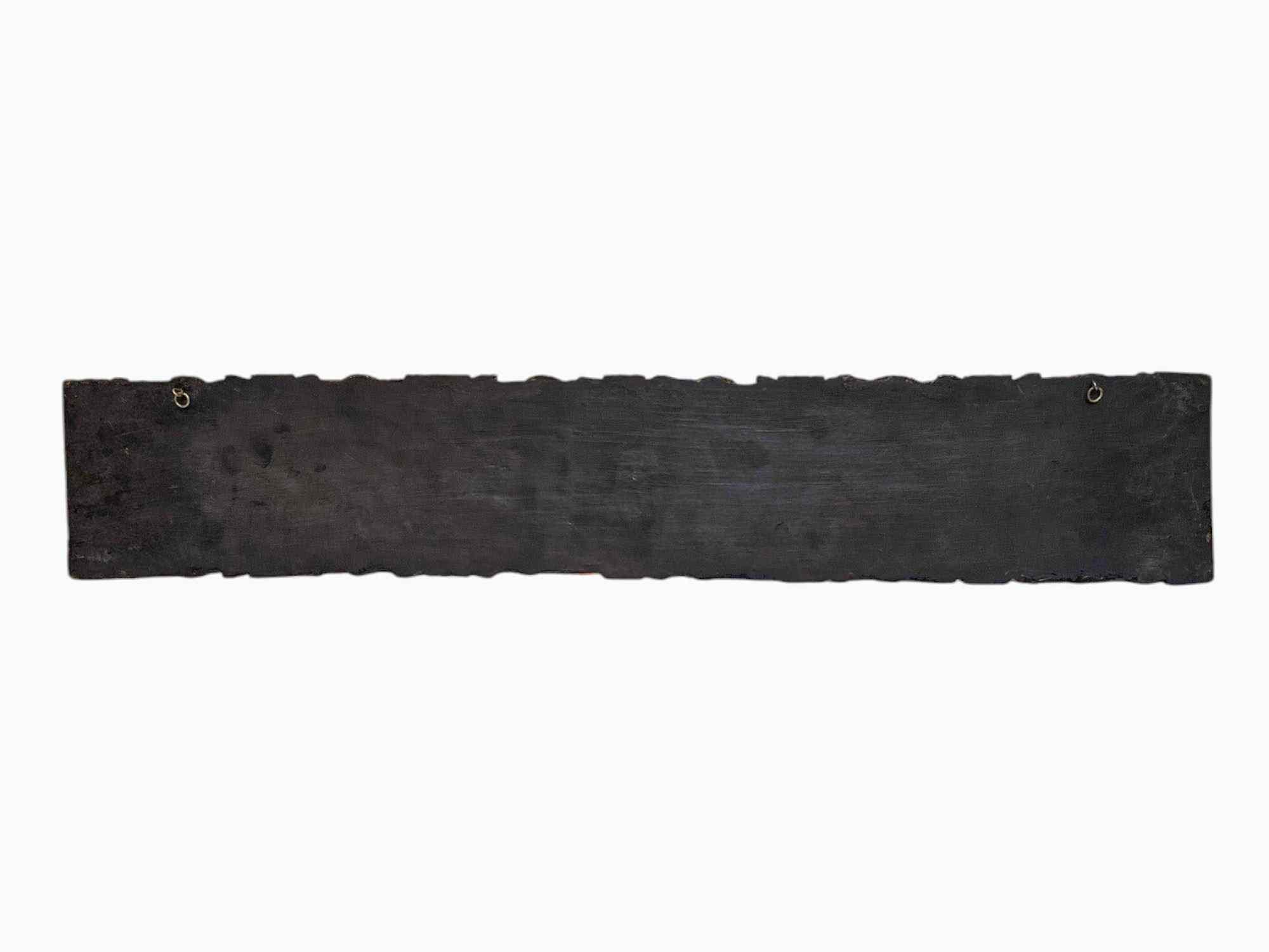 11 x 68 cm、チベット木製壁掛け、チベットマントラオムマニパドメフム