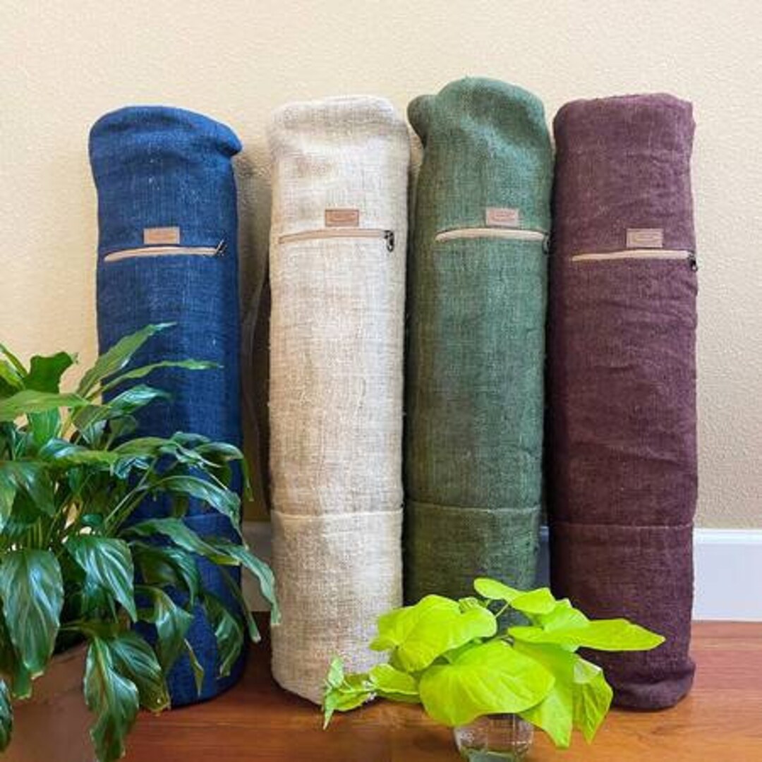 100 Natural Hemp Yoga MAT & BAG SET, Handmade by Local Women in