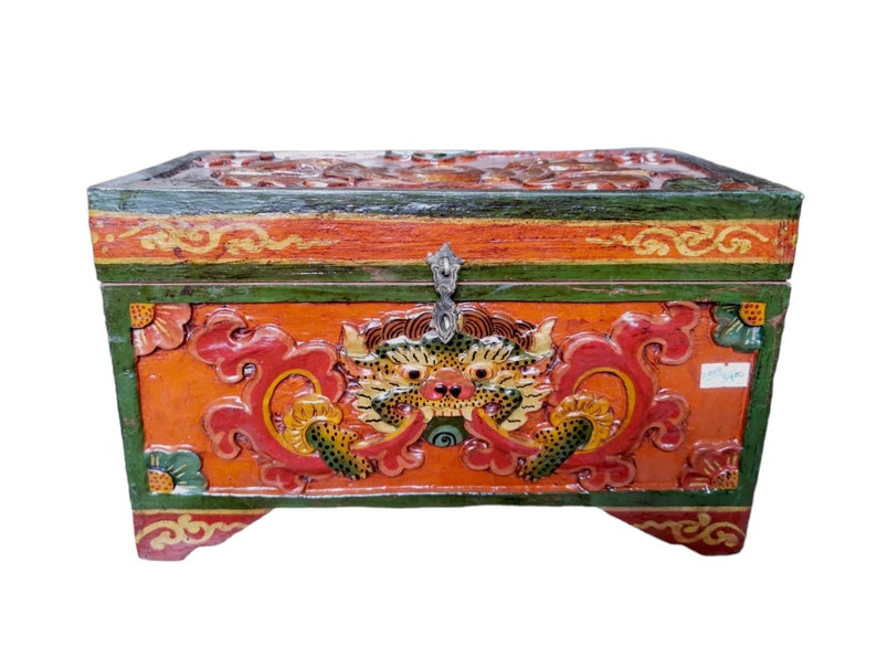 BIG SIZE Traditional Tibetan Wooden Box, Handpainted with Tibetan Symbols & Himalayan Thangka Colours, Many Design,Handmade in Nepal Cheppu