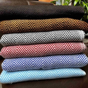 270 x 135 cm, Himalayan Woolen Blankets, Incredible Warm & Soft, Handloomed in Minimalist Design, Various Colors, Handmade in Nepal
