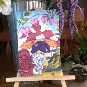 Be My Gnomie, Fine Art Wenskaart, Blank Inside, All Occasion Card, A9 Size, Met de hand geïllustreerde wenskaart, Valentijnskaart, Verjaardag