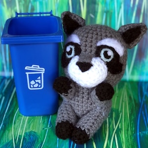 Crochet Raccoon Amigurumi, Stuffed Trash Panda Plush Toy, Handmade Animal Plushie Gift