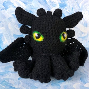 Crochet Toothless Inspired Amigurumi, Stuffed How to Train Your Dragon Inspired Plush Toy, Handmade Dragon Plushie Gift