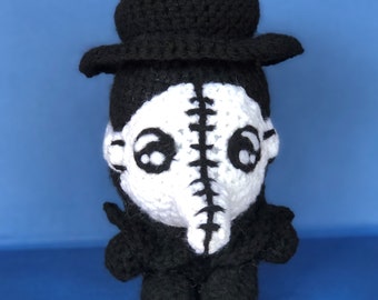 Crochet Plague Doctor Amigurumi, Stuffed Pandemic Doctor Plush Toy, Handmade Plague Mask Plushie Gift
