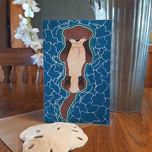 Nutria significativa, tarjeta de felicitación de bellas artes, interior en blanco, tarjeta para todas las ocasiones, tamaño A9, tarjeta de felicitación ilustrada a mano, tarjeta de nutria