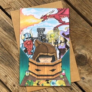 Dungeon Master, Fine Art Grußkarte, Dungeons and Dragons Karte, Innen leer, Karte für alle Gelegenheiten, A9 Größe, handillustrierte Grußkarte