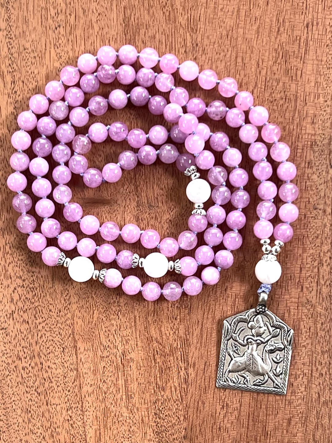 Handmade Purple Quartz Amethyst Yoga Prayer Mala 54ct Crystal Bead Necklace main image 0