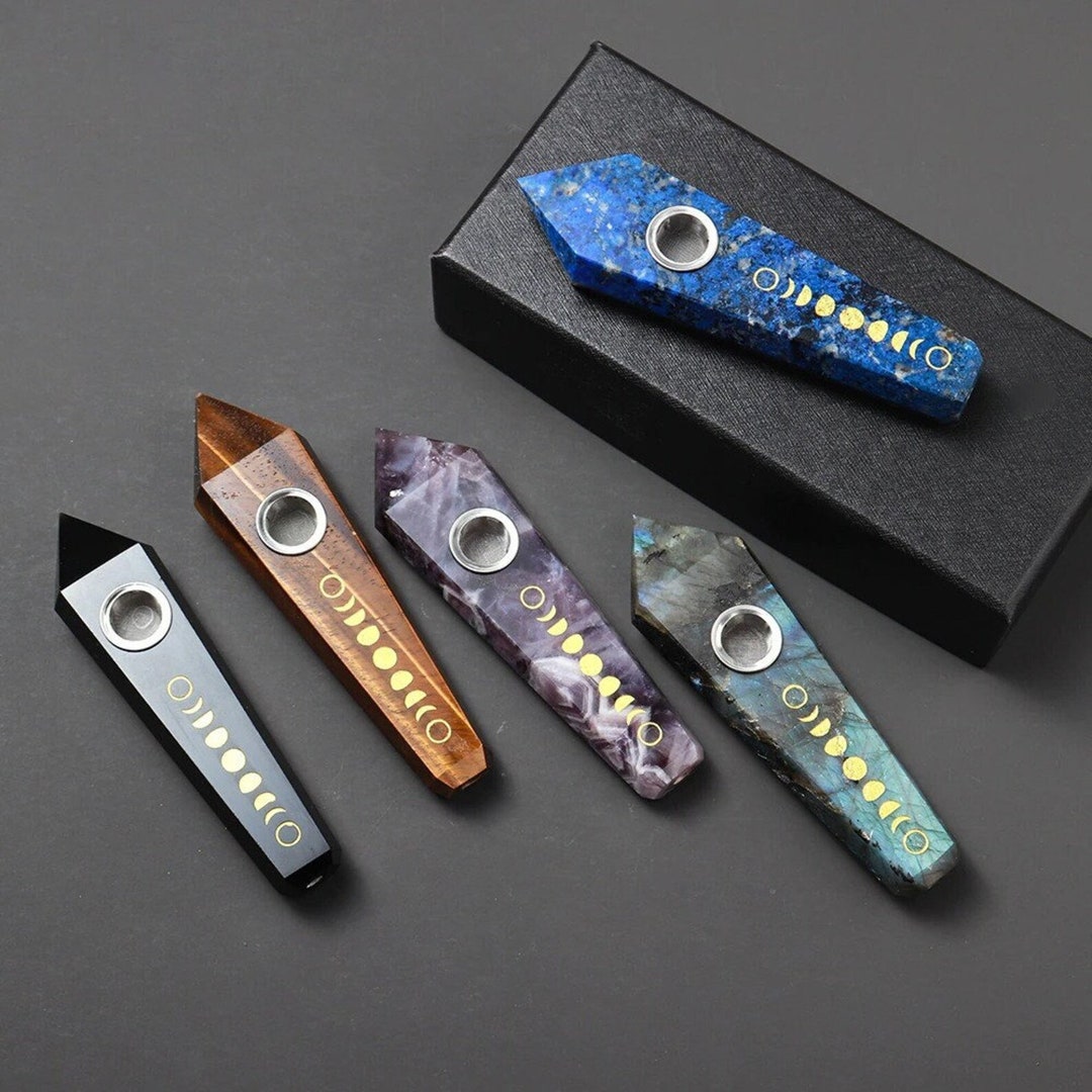 Gemstone Smoking Pipe Crystal Smoking Pipes Natural Quartz Etsy