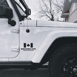 Autocollant de porte de drapeau canadien de 6 po. (paquet de 2) pour Jeep, Tacoma, 4Runner, FJ, GX (noir mat uniquement)