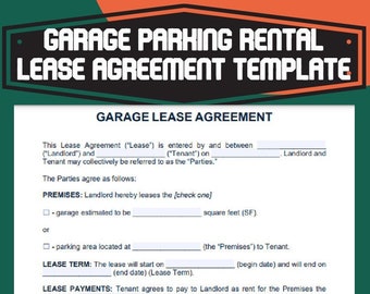 garage parking rental lease agreement template editable pdf etsy