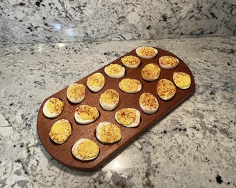 18 ct. Deviled Egg Tray ~ Charcuterie / Appetizer Serving Board ~ SOLID Mahogany Wood ~ Reversible