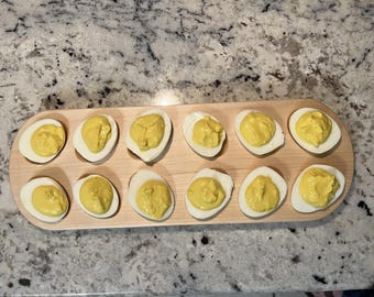 12 ct. Deviled Egg Tray / Charcuterie / Appetizer Serving Board ~ SOLID Maple Wood ~ Reversible