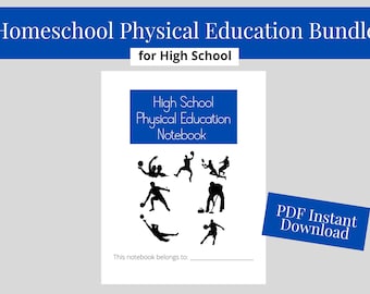 Libro de registro de educación física en el hogar para la escuela secundaria - Descarga digital - Plan de estudios - Tamaño de papel estándar - Libro de trabajo