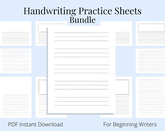 Papel forrado de escritor principiante imprimible para preescolar, jardín de infantes y educación en el hogar - 11 páginas variadas - Descarga instantánea de PDF