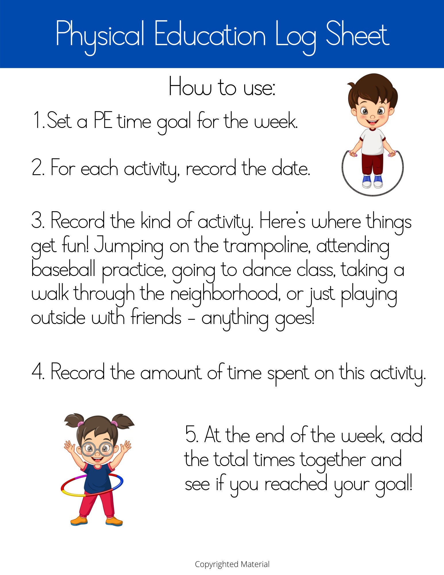 PDF Printable Homeschool PE Log Book Bundle for Elementary School ...
