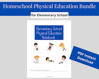 Paquete de libro de registro de PE de educación en el hogar imprimible en PDF para la escuela primaria, descarga digital instantánea, plan de estudios escolar