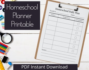 Planificador de educación en el hogar imprimible - Descarga instantánea de PDF - 8.5"x11" - Horario diario