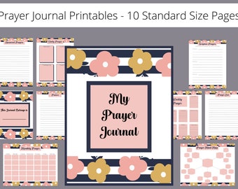 Diario de oración imprimible - PDF descarga instantánea - Papel de tamaño estándar - Lista de oración - Calendario de oración - Planificador cristiano para mujeres