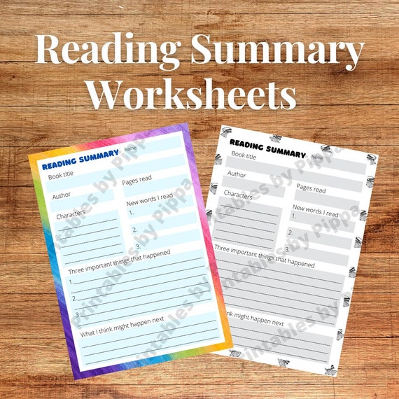 Reading Summary Worksheet Printable Download A4 Color and | Etsy