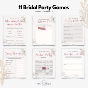 Bridal Shower Games, Printable Bridal Shower Games, Minimalist Wedding Shower Games, Modern Bridal Party Games, Bride or Groom, Boho