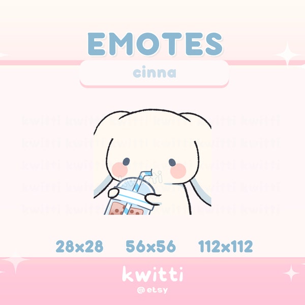 Cute Bunny Plush Cinnamon White Puppy Twitch Emotes Kawaii | Sip Emote | Cute Twitch Discord Emotes Single Emote