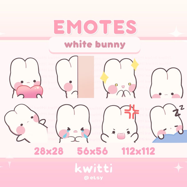 süße weiße hase emotes simple kawaii chibi kaninchen y2k | twitch Discord