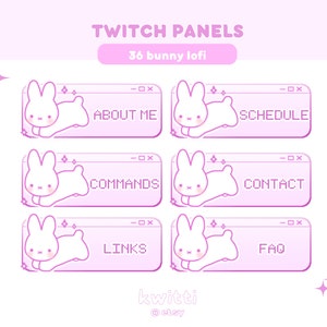 x36 Cute White Bunny Plush Twitch Panels | Purple Lofi Soft Pastel Kawaii Y2k Aesthetic Plushie Sparkly Rabbit Panels | Stream Panels
