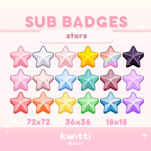 star cute twitch sub badges pack kawaii stream | twitch discord
