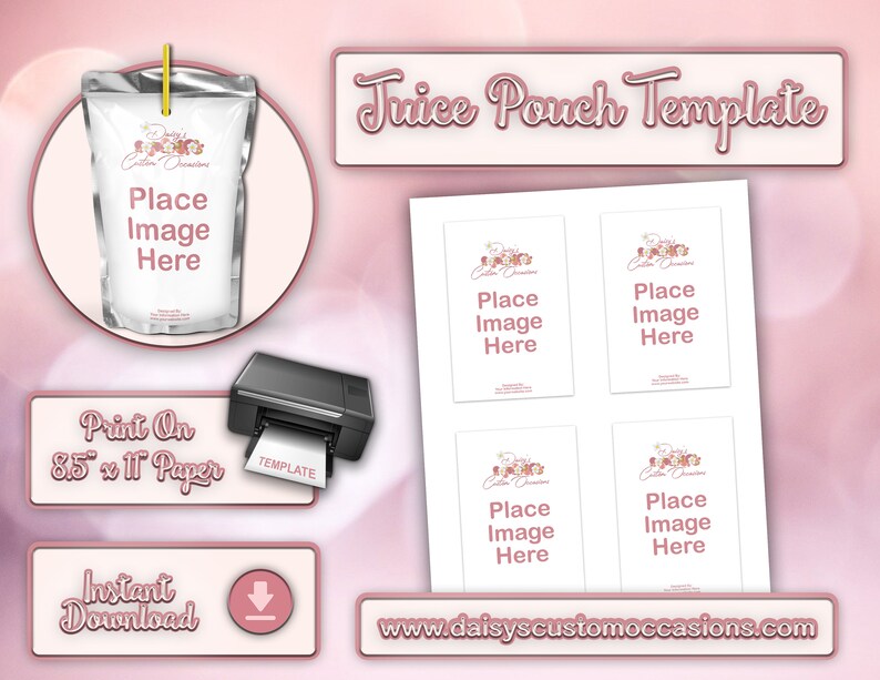 Juice Pouch Template Drink Template Blank Party Favor Etsy