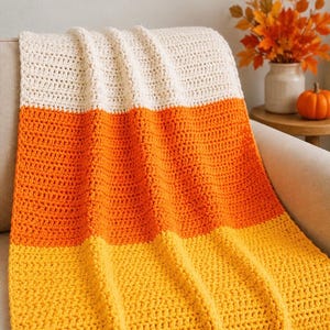Candy Corn Crochet Blanket Pattern PDF | Easy Halloween Throw Blanket | Fall Afghan Crochet Pattern | Cozy Autumn Home Decor