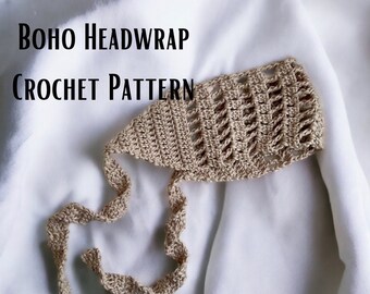 Boho Crochet Headwrap | Crochet Pattern | Headband | Digital Download