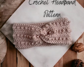 Virkat pannbandsmönster, huvudomslag i Boho-stil (digital nedladdning)