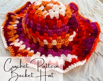 Crochet Bucket Hat Pattern, Summer Sun Hat (Digital Download)