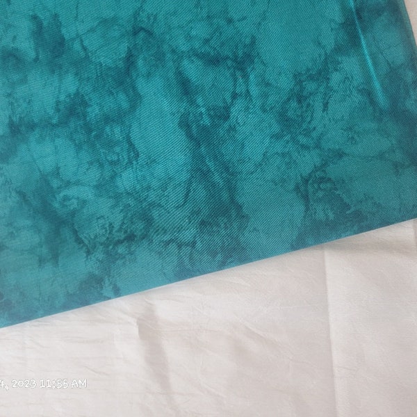 Swirling Depths: Dark Teal Tie Dye Quilting Fabric