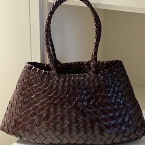 Französische Handgefertigte TOP LAYER Rindsleder gewebte große Umhängetasche Frau Tasche Handgefertigte weiche Ledertasche
